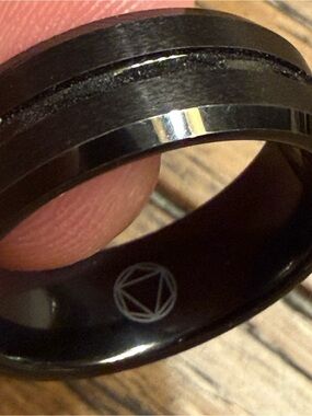 Black Men's Tungsten Ring with Polished Inlay size 11